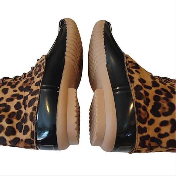 Yoki Dylan-33 Black Leopard Print Duck Boots Size 10 - Picture 5 of 8